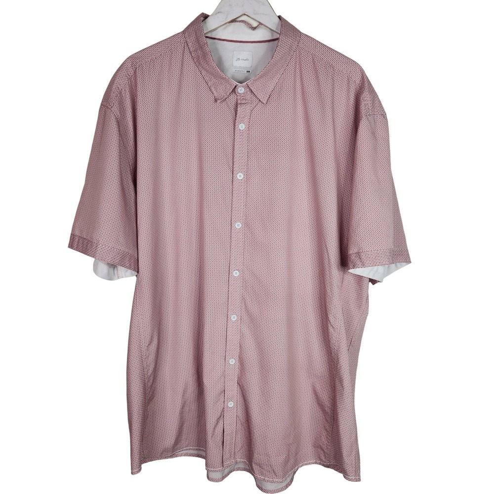 JB Holt Shirt Mens 3XL Pink Geometric Short Sleeve Button Up Stretch Athletic